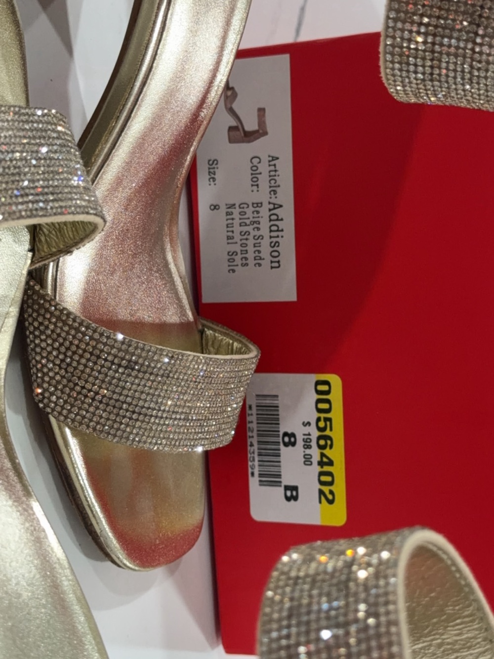 Sparkling Gold Crystal Strap Block Heel Sandals - Women - Picture 5 of 6